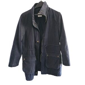 Old Navy Womens Navy Blue Twill Anorak Jacket Drawstring Waist‎ Utility Coat L